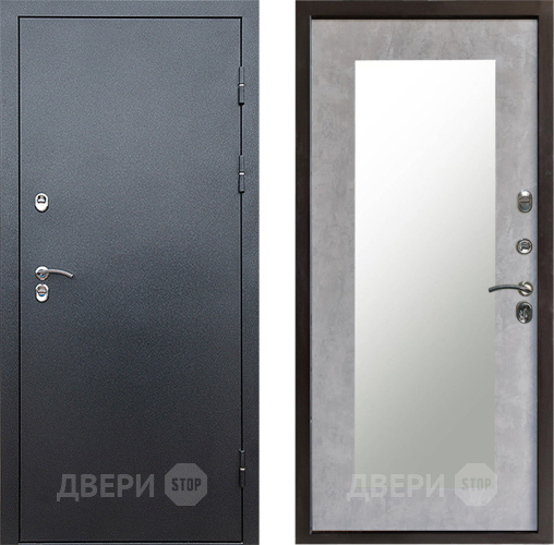Входная металлическая Дверь Престиж TERMO с терморазрывом Снегирь Серебро Зеркало пастораль Бетон светлый в Сергиев Посад