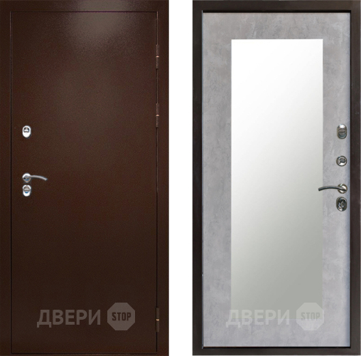 Входная металлическая Дверь Престиж TERMO с терморазрывом Снегирь Медь Зеркало пастораль Бетон светлый в Сергиев Посад