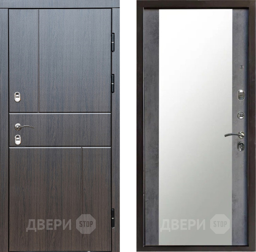Входная металлическая Дверь Престиж TERMO с терморазрывом Горизонт Венге Зеркало Бетон темный в Сергиев Посад