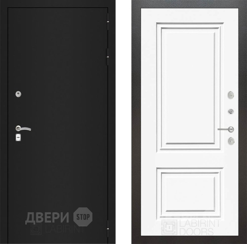 Дверь Лабиринт (LABIRINT) Classic шагрень черная 26 Белый (RAL-9003) в Сергиев Посад