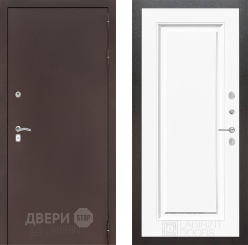 Дверь Лабиринт (LABIRINT) Classic антик медь 27 Белый (RAL-9003) в Сергиев Посад