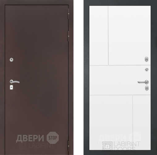 Дверь Лабиринт (LABIRINT) Classic антик медь 21 Белый софт в Сергиев Посад