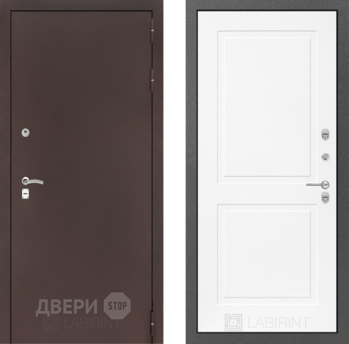 Дверь Лабиринт (LABIRINT) Classic антик медь 11 Белый софт в Сергиев Посад